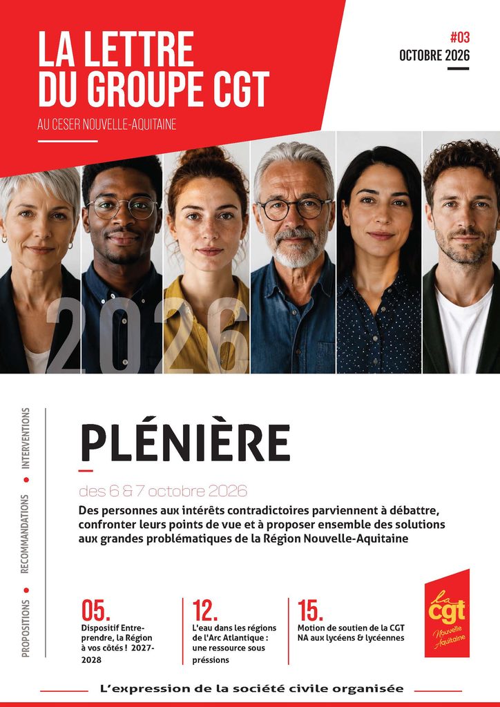La lettre du groupe CGT au CESER NA – Octobre 2026